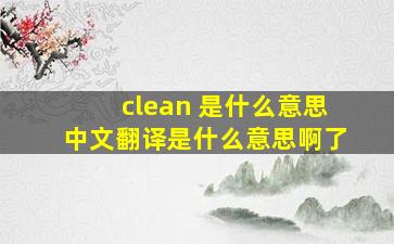 clean 是什么意思中文翻译是什么意思啊了